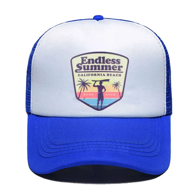 Cool Summer Surfing Trucker Cap Hat Beach Seaside Surfer Caps Sandbeach Holiday Mesh Cap HipHop Hat for Men Women Youth