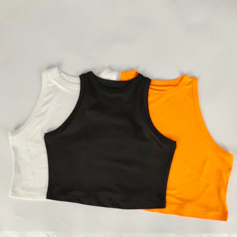 Yoga Vest Women Gym Sports Black White Crop Tops Seamless Streetwear Knit Workout BreathableTank Top Female Without Pads