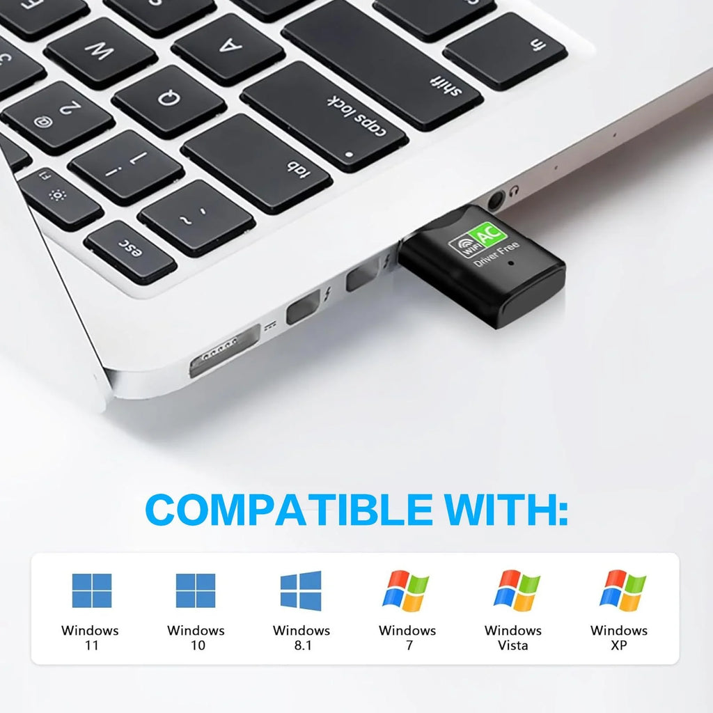 AC600 USB WiFi Adapter, Dual Band 2.4G/5GHz Mini Wireless Network Dongle for PC Desktop Laptop, Support Windows 11/10