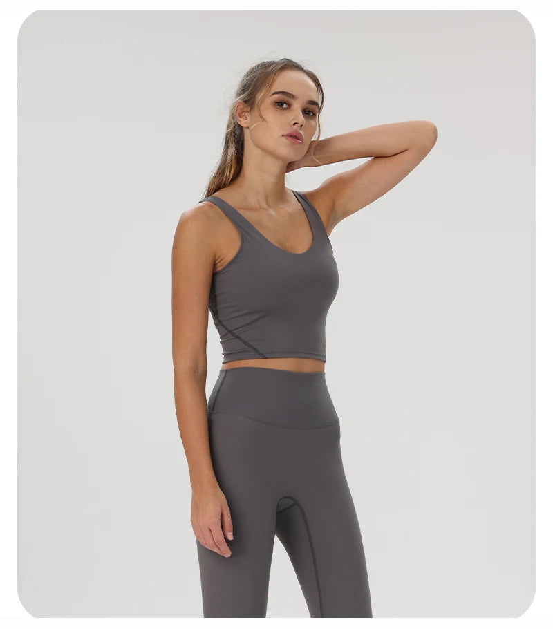 Women Yoga Vest Workout Pilates Activewear Tops Running Gym Pretty Workout Clothes Sports Bras Active Wear Female Camisole Bra