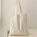 Shopping Travel Essential Simple Casual Shoulder Bag for Women Solid Color Canvas Large Capacity Handheld Bag