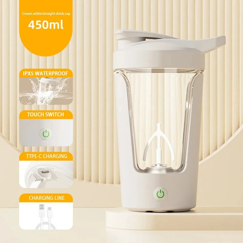 Shaker Cup USB Charging Shaker Cup For Protein Shaker Meal Replacement Shake Portable Gym Water Bottle Mixing Cup 450ml