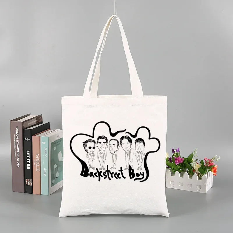 Backstreet Boys World BSB Music Band Ulzzang Shopping Bag Grocery Handbag Bolsas De Tela Tote Bolsa Shopping Bag Tote Fabric