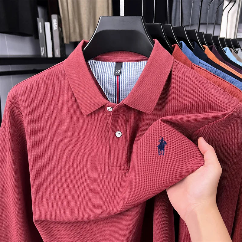 100 cotton high-end brand long sleeve polo