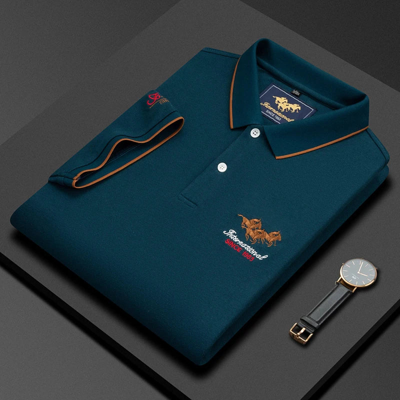High quality 100 short-sleeved POLO shirt Men's