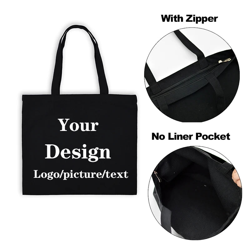Custom Cotton Canvas Tote Bag Shopping Your Images Here Print Original Design White Fashion Travel Canvas Bags
