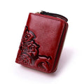 Short Genuine Leather Wallet Women Mini Real Leather Purse Floral Women Wallets Card Holder Female Purses