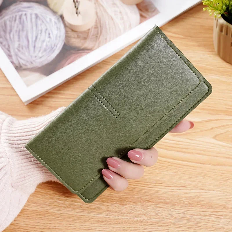 PU Leather Long Women Thin Wallets Large Capacity Female Coin Purses Hasp Clutch ID Credit Multi-Card Holder Money Bag Clip