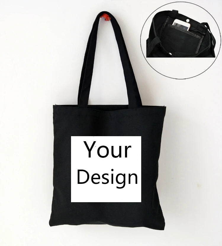 Custom Cotton Canvas Tote Bag Shopping Your Images Here Print Original Design White Fashion Travel Canvas Bags