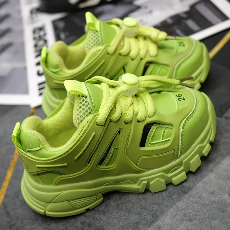 Spring Children New Sports Shoes Boys Girls Fashion Clunky Sneakers Baby Cute Candy Color Casual Shoes Kids Running Shoes