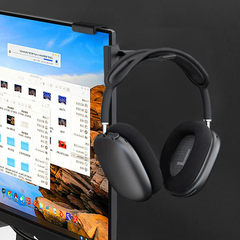 Computer Monitor Earphone Holder Clip PC Screen Headset Headphone Stand Bracket Desktop Organizer Laptop 360 Degree Rotation