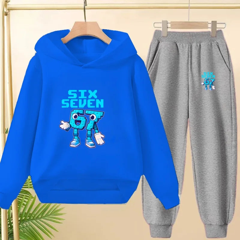 Children Coat 2 Piece 3-12 Age Boy Girl 67  Comfort Leisure Hoodie+Trousers Pullover Hooded Autumn Winter New Style Sportswear