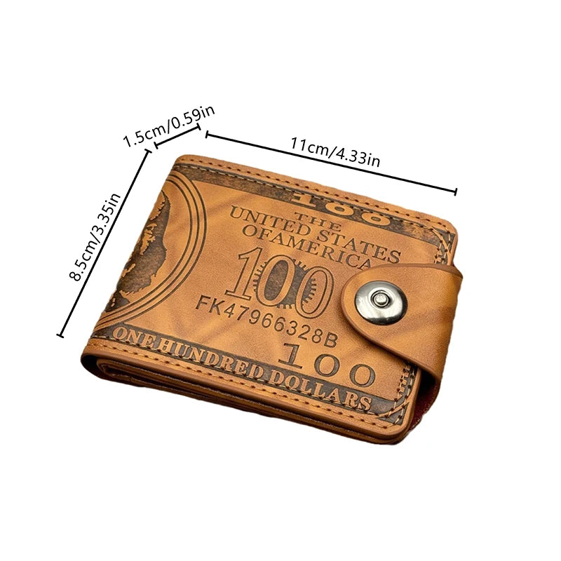 1Pcs Men's Business Wallet Men's Wallets With 100 US Dollar PatternWallet Male Leather Walet Mountaineering Bag Christmas Gifts