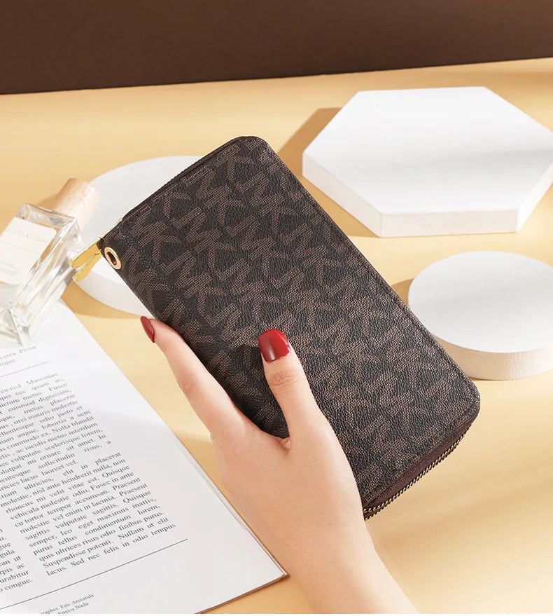 Long Wallets for Women & Men, Korean Style 2025 New Wholesale Zipper Clutches, Printed Multi-Card Slots Large Capacity Wristlet