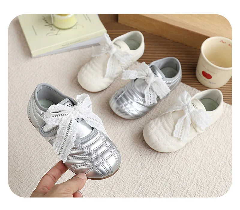 26-30 Size New Summer Kids Leather Shoes Korean Cute Lace Children Soft Soled Shoes Solid Color Thin Girls Nude Shoes