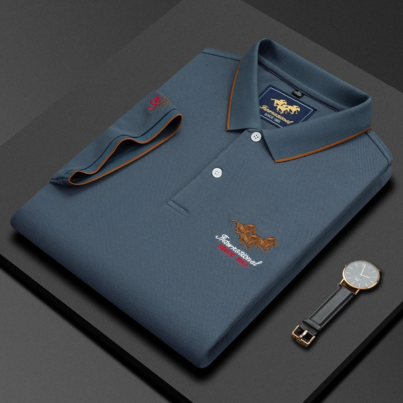 High quality 100 short-sleeved POLO shirt Men's
