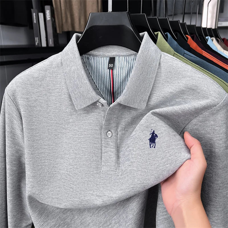 100 cotton high-end brand long sleeve polo