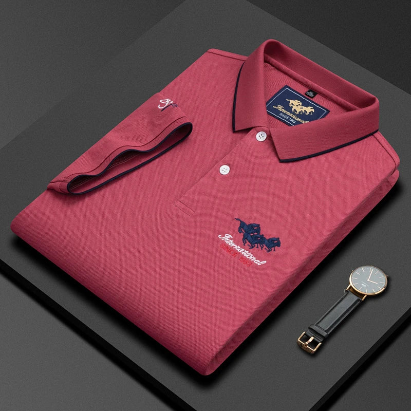 High quality 100 short-sleeved POLO shirt Men's