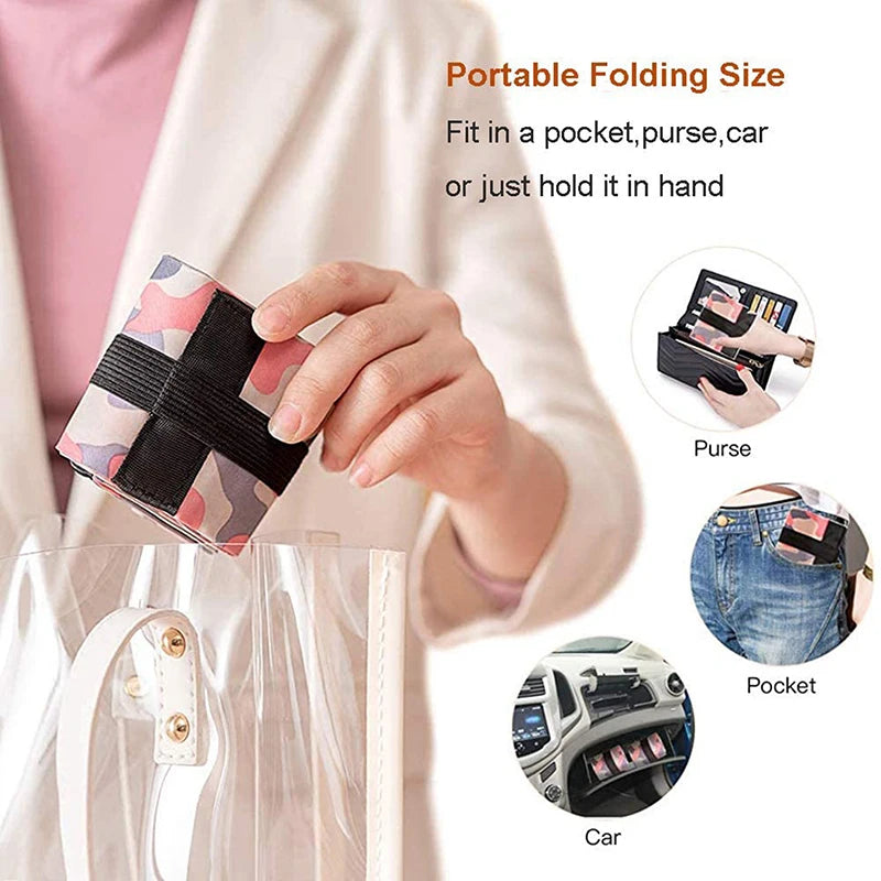 New Foldable Shopping Bag Space Save Reusable Supermarket Grocery Shopping Bag Travel Beach Fitness Sports Bag One-Shoulder