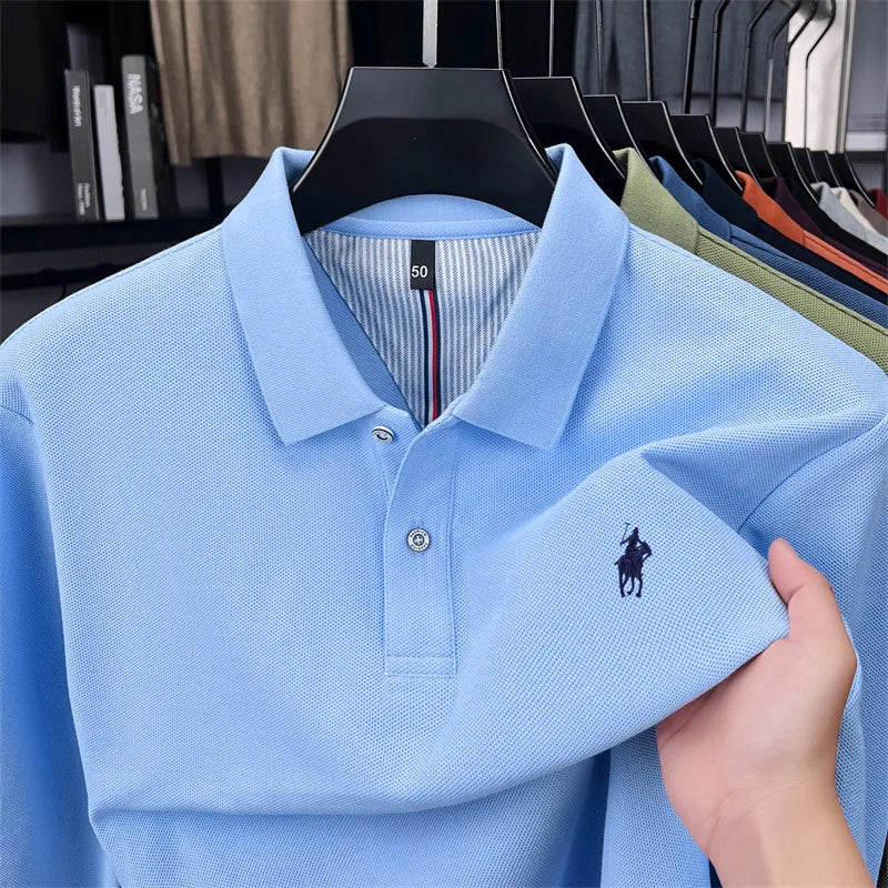 100 cotton high-end brand long sleeve polo