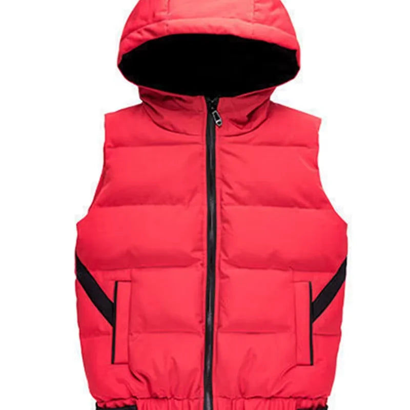 Children's Clothing Boys' Vest Autumn and Winter 2025 New Thickened Hooded Vest for Older Children Winter Style Vest 12 Years Old Trendy