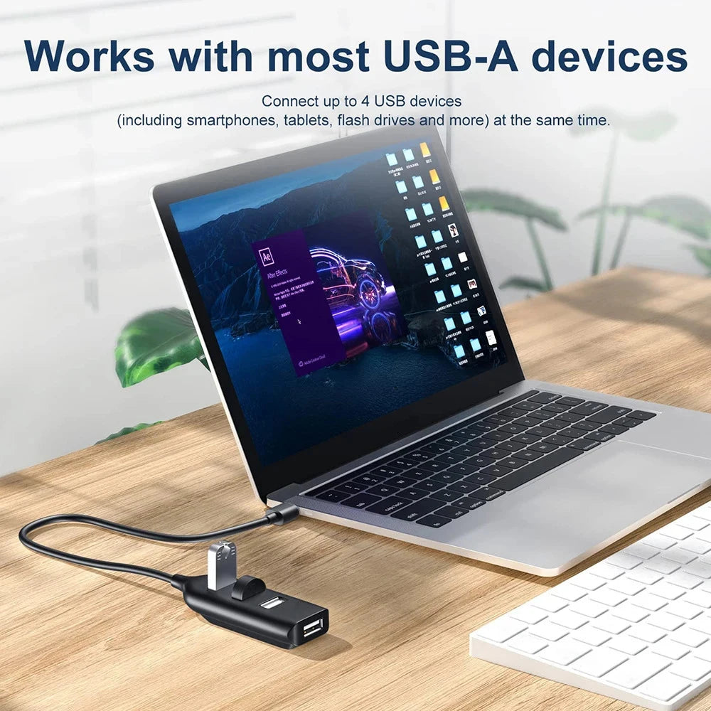 4 Port USB Hub Portable USB 2.0 Hubs Splitter  Expander High Speed Transfer OTG Adapter for Macbook Laptop Computer Accessories