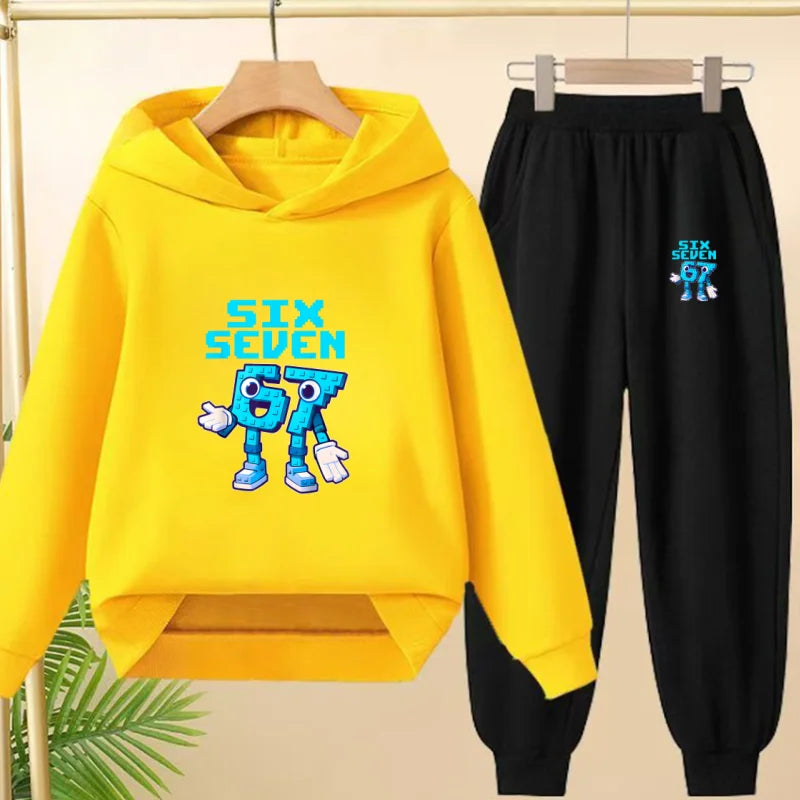 Children Coat 2 Piece 3-12 Age Boy Girl 67  Comfort Leisure Hoodie+Trousers Pullover Hooded Autumn Winter New Style Sportswear