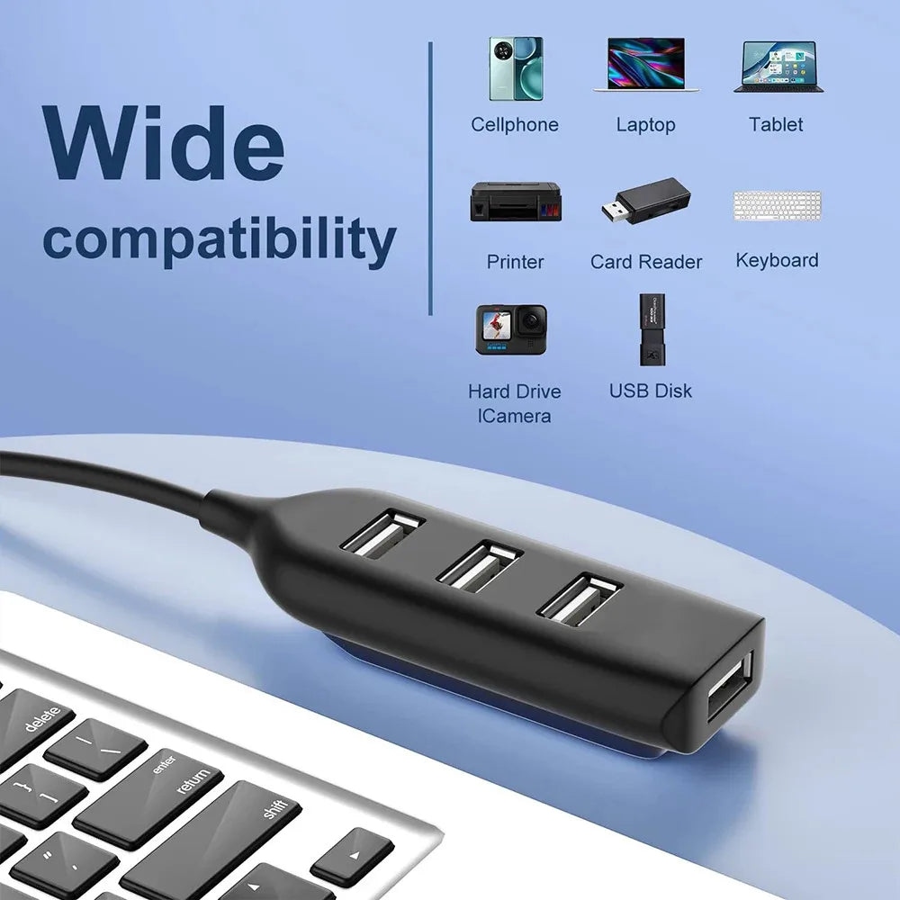 4 Port USB Hub Portable USB 2.0 Hubs Splitter  Expander High Speed Transfer OTG Adapter for Macbook Laptop Computer Accessories