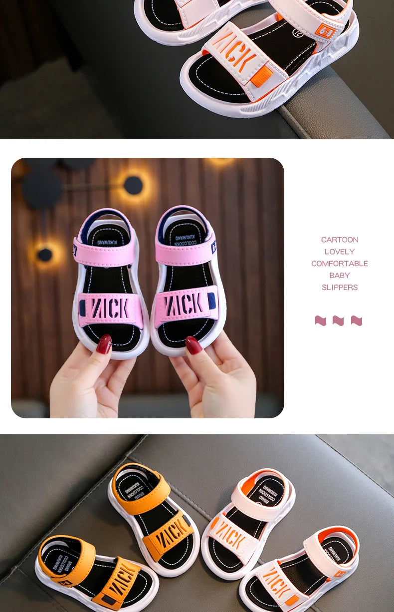 Summer Boys Girls Sandals Children Antiskid Wearproof Beach Sandals Cartoon Infant Toddler Shoes Soft Sole Kids Student Shoes