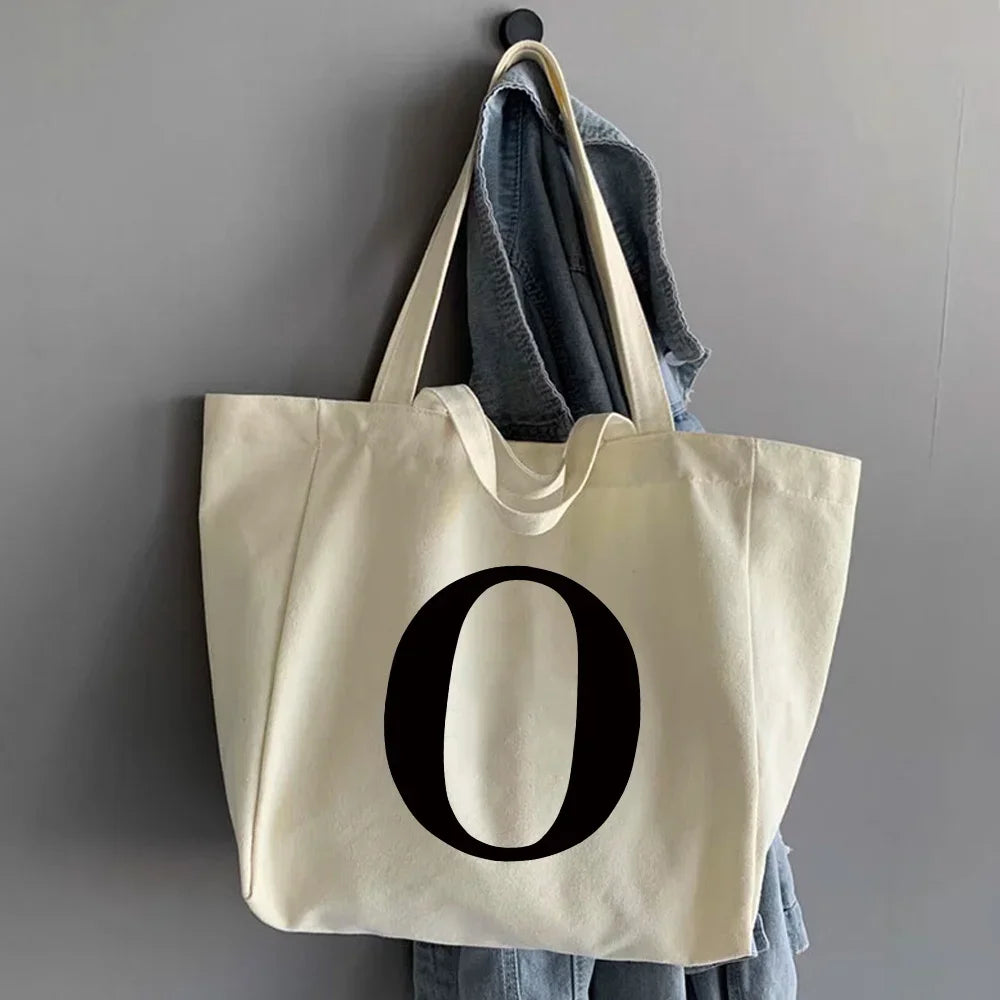 Canvas Shopping Bags Large Capacity Conventional Tote Bag Eco Two Straps Organizer Fashion Letter Printed Women Shoulder Handbag