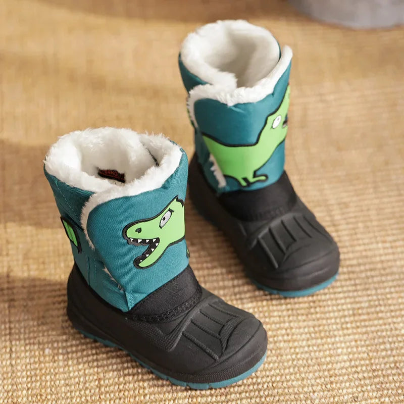 Kids Plush Snow Boots Children Waterproof Anti-Slippery Keep Warm In Winter Padded Cotton Shoes Soft Flat Sole Footwear