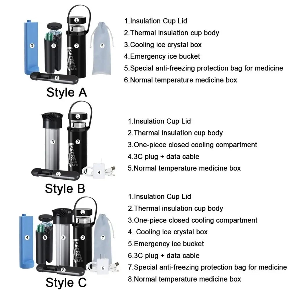 Rechargeable Insulin Refrigerated Cup Portable Design Large Capacity Medicine Refrigerator Cup LCD Digital Display