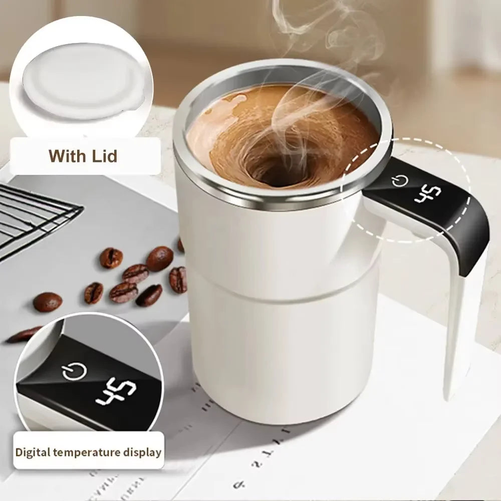 HOMEFISH Automatic Stirring Cup Rechargeable Portable Coffee Electric Stirring Stainless Steel Mixer Rotating Magnetic