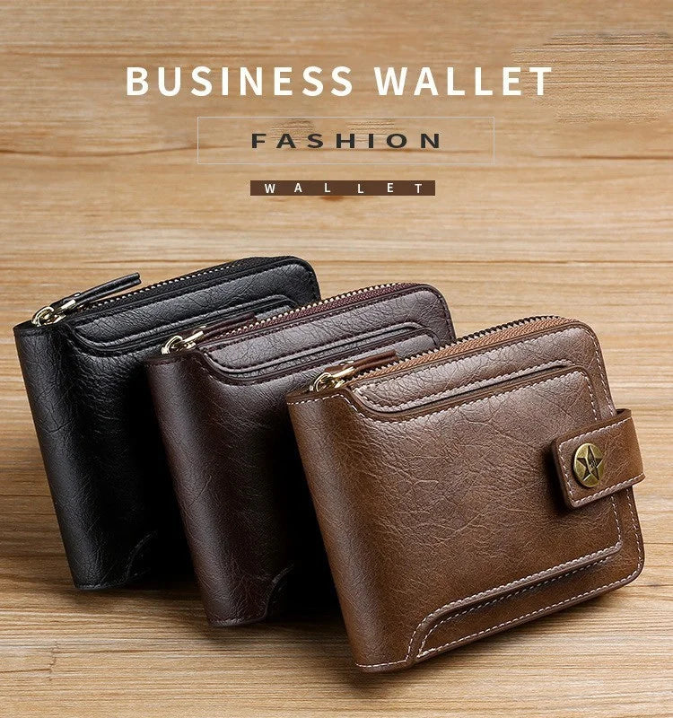 Retro Horizontal Wallet – Large Capacity with 7 Card Slots, Zipper Coin Pocket & ID Window, Driver’s License Holder