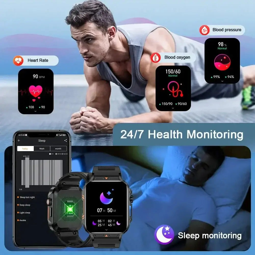 New Smartwatch 1.95 Inch Screen Health Monitoring Watches Android IOS IP68 Waterproof  Sport Fitness Smart Watch For Men Women