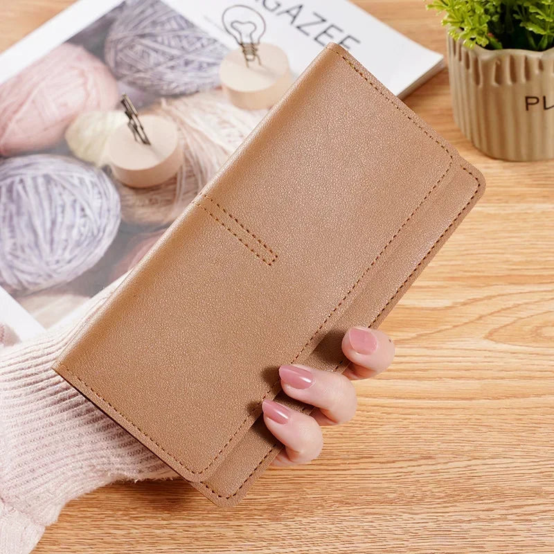 PU Leather Long Women Thin Wallets Large Capacity Female Coin Purses Hasp Clutch ID Credit Multi-Card Holder Money Bag Clip