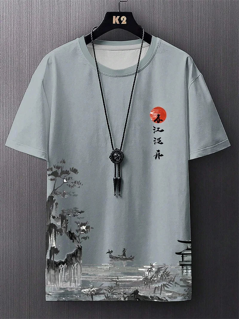 Simple Fashion Ancient Style T Shirts For Men Summer Trendy Crew Neck 3D Printed T-Shirts Loose Streetwear Harajuku Kids Tees