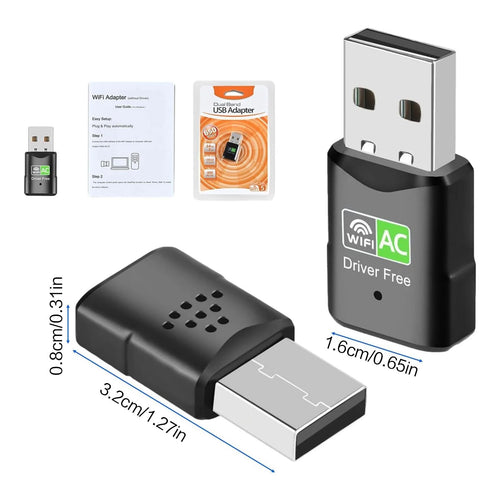 AC600 USB WiFi Adapter, Dual Band 2.4G/5GHz Mini Wireless Network Dongle for PC Desktop Laptop, Support Windows 11/10
