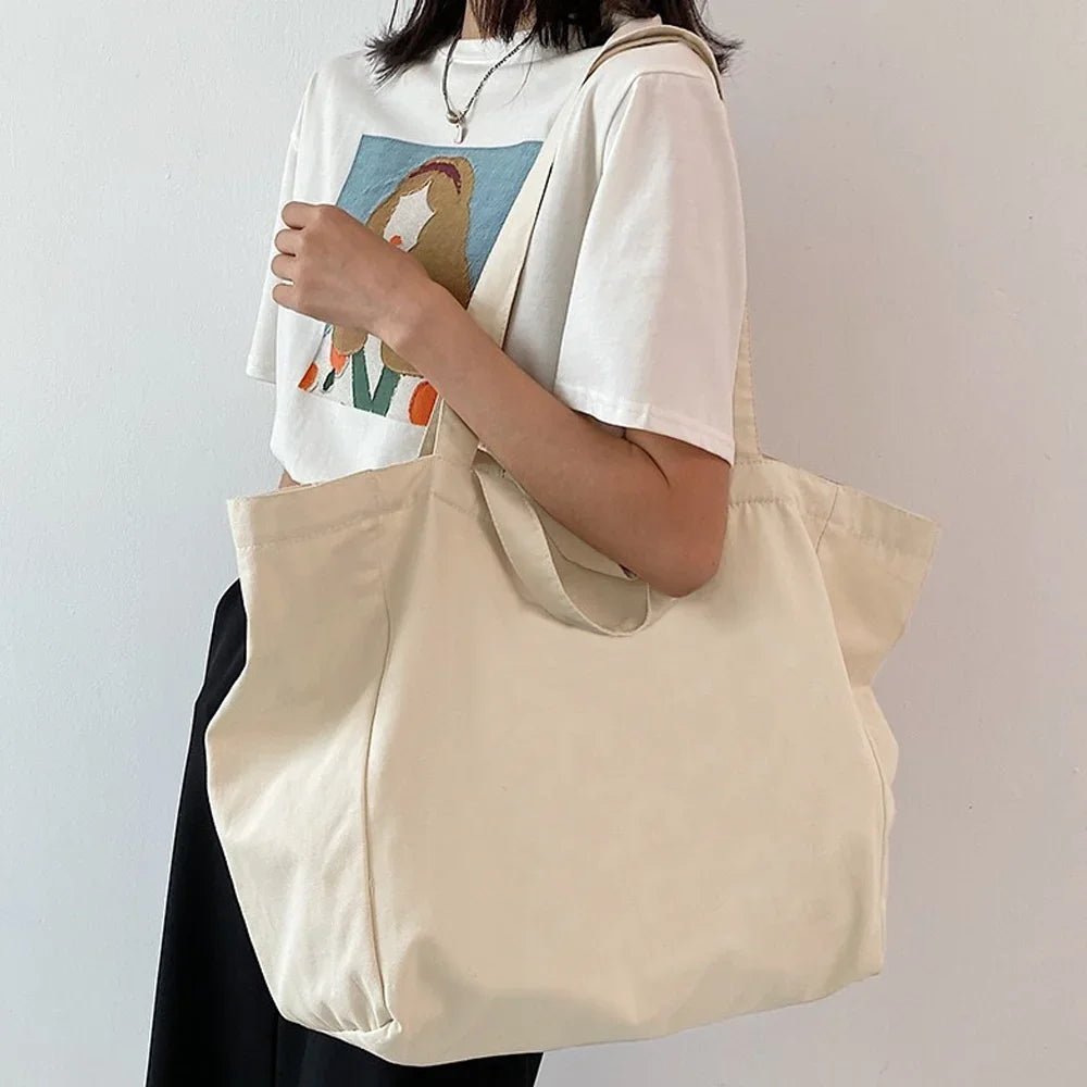 Canvas Shopping Bags Large Capacity Conventional Tote Bag Eco Two Straps Organizer Fashion Letter Printed Women Shoulder Handbag