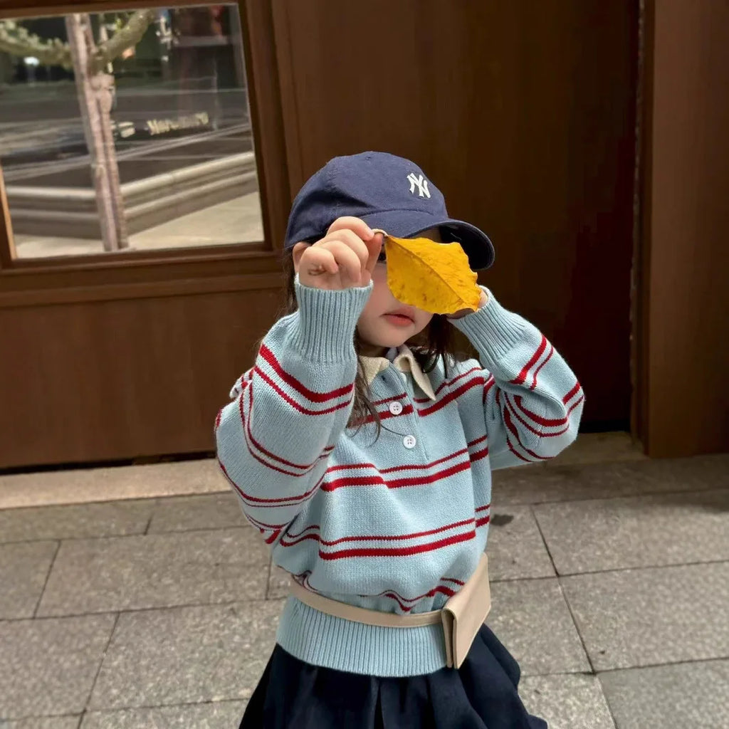 Children Clothes 2025 Spring and Autumn New Girl's Clothes Fashion Striped Girl's Knitted Sweater or Bud Skirt