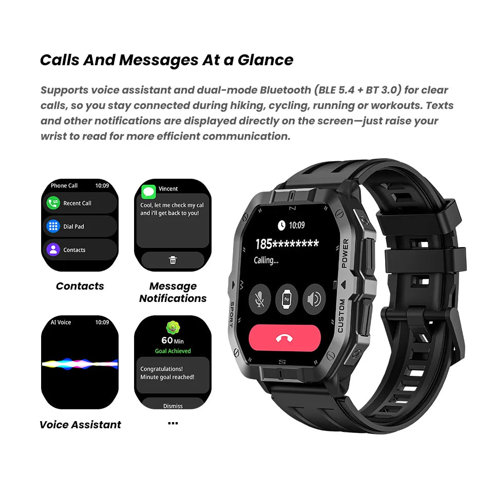 Smart Watch For Men Women Built-in GPS&Compass Barometric Altimeter ST six-axis sensor Altimeter Health Monitoring SOS Function