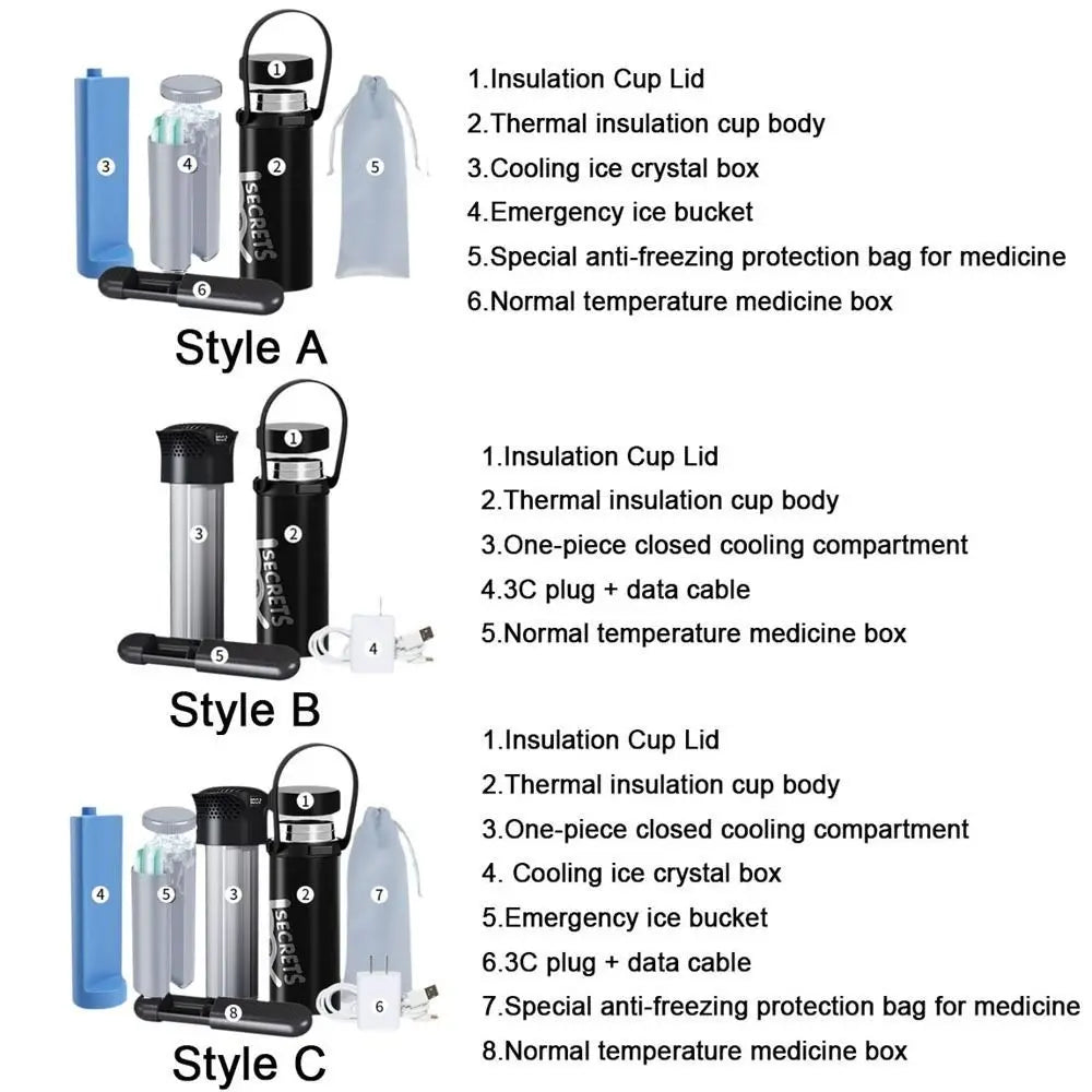 Rechargeable Insulin Refrigerated Cup Portable Design Large Capacity Medicine Refrigerator Cup LCD Digital Display