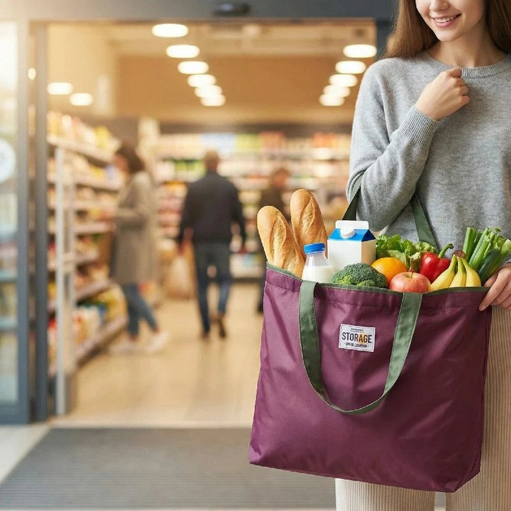 Portable Shopping Bags for Supermarket Waterproof Folding Bag Shopper Large Capacity Female Fashion Shoulder bag Casual Tote Pou