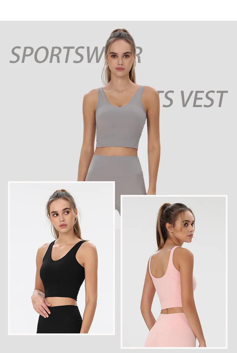 Women Yoga Vest Workout Pilates Activewear Tops Running Gym Pretty Workout Clothes Sports Bras Active Wear Female Camisole Bra
