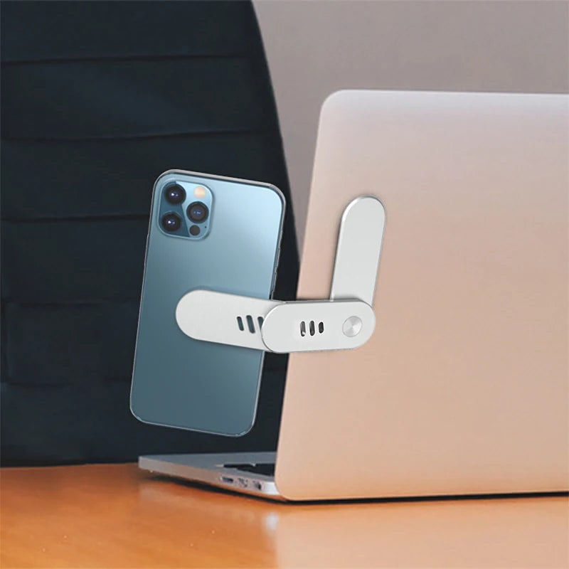 Laptop Phone Holder, Magnetic Laptop Side Mount Clip, Adjustable Aluminum Alloy Computer Monitor Expansion Bracket