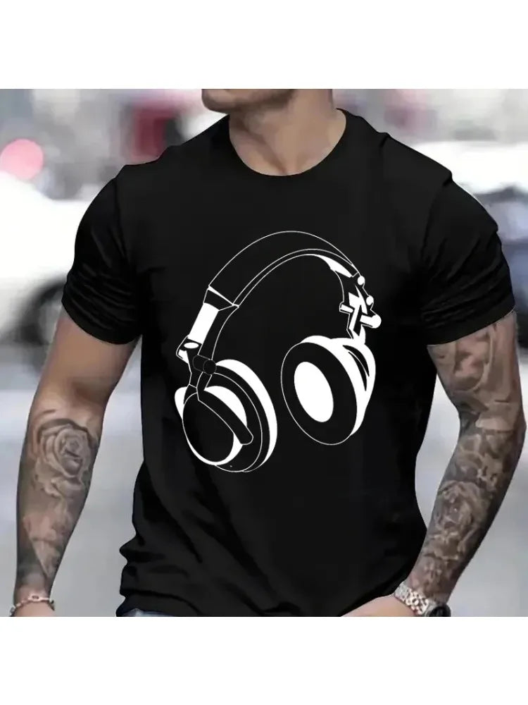 2026 New T Shirts for Men Headphones Graphic Tee Unisex Mens T Shirt Music DJ Graphic T-shirts Gift T Shirt Clothing for Clothes