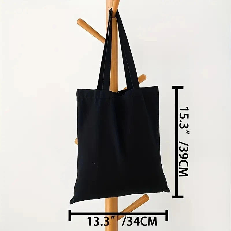 Shopping Travel Essential Simple Casual Shoulder Bag for Women Solid Color Canvas Large Capacity Handheld Bag