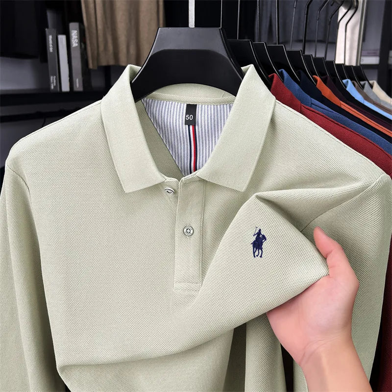 100 cotton high-end brand long sleeve polo