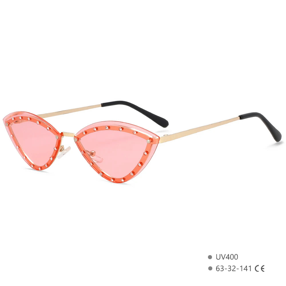 55554 Luxury Rimless Sunglasses Women Diamond  Triangular Sun Glasses Brand Designer Shades Uv400 Fashion Eyewear