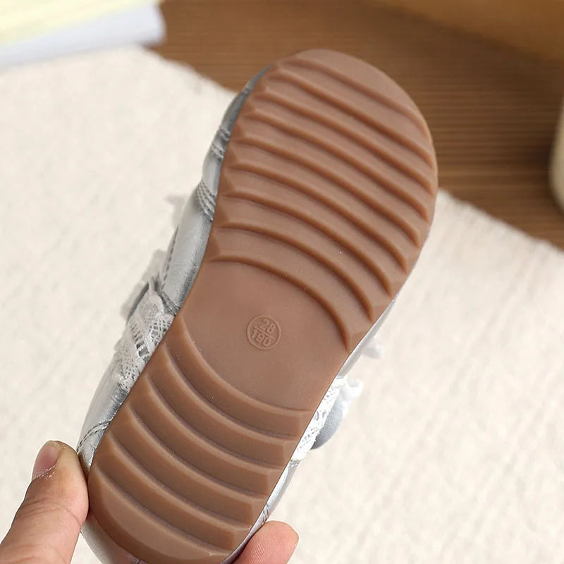 26-30 Size New Summer Kids Leather Shoes Korean Cute Lace Children Soft Soled Shoes Solid Color Thin Girls Nude Shoes
